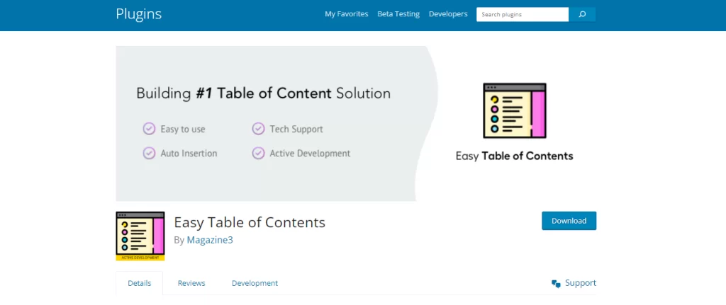 easy table of contents