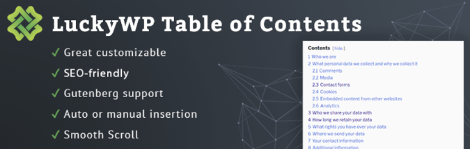 luckywp table of content plugin