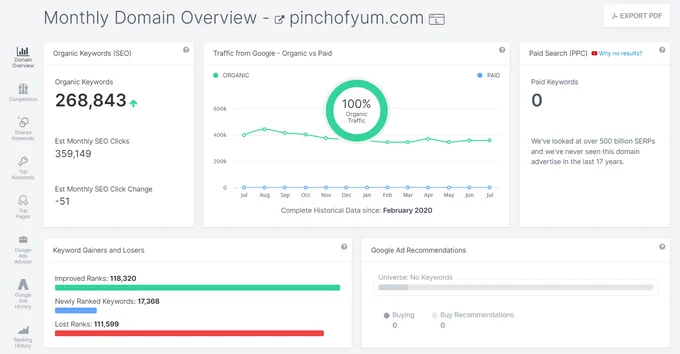 monthly domain overview